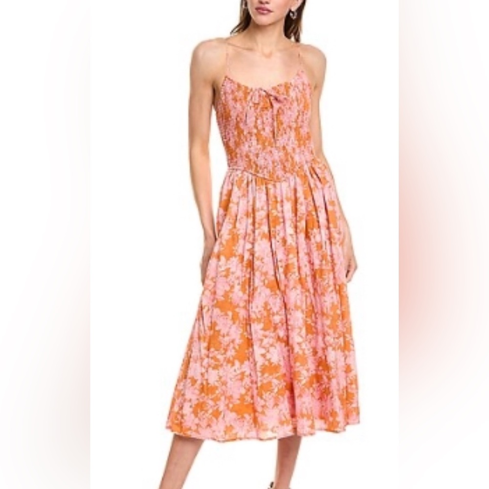 Hutch Pink and Orange Floral Midi Dress